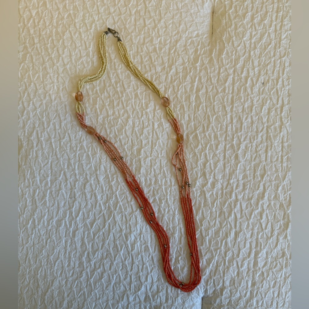 Multi-Strand Beaded Necklace – Peach & Cream - Picture 4 of 4